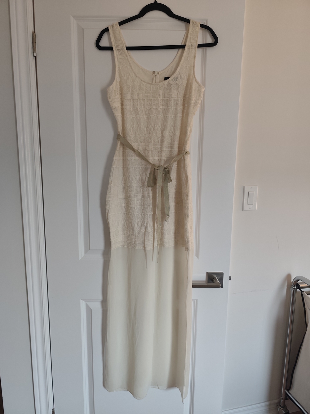 le chateau Cream Lace Maxi Dress with Sash